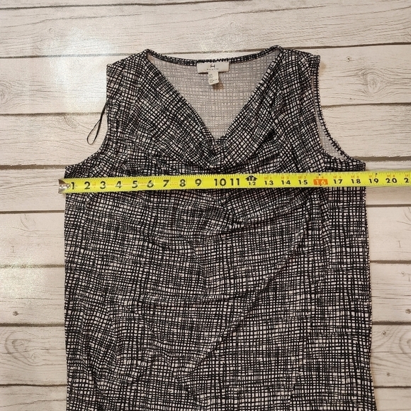 Nwt H by Halston Black and White Weave Print Layered V-Neck Blouse Size Small - Picture 4 of 9